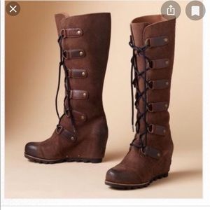 Sorel Joan of Arctic wedge tall boots - suede brown leather